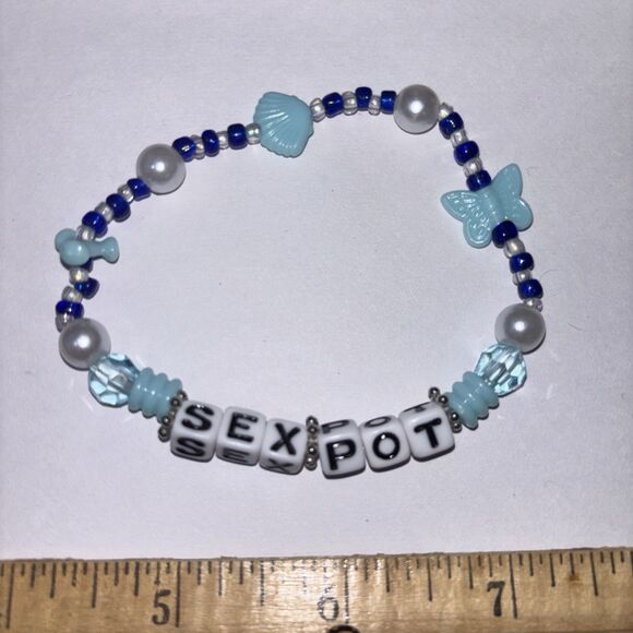 Multicolor “S*x Pot” Bracelet Adult Humor Beaded Handmade Naughty Accessories - Picture 4 of 4
